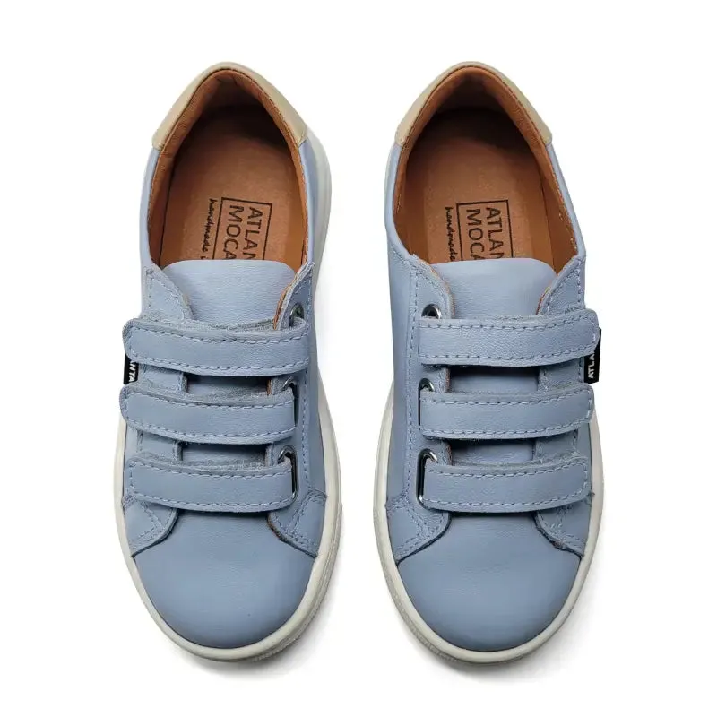 Atlanta Mocassin Blue Sky 3 Strap Velcro Sneaker 523