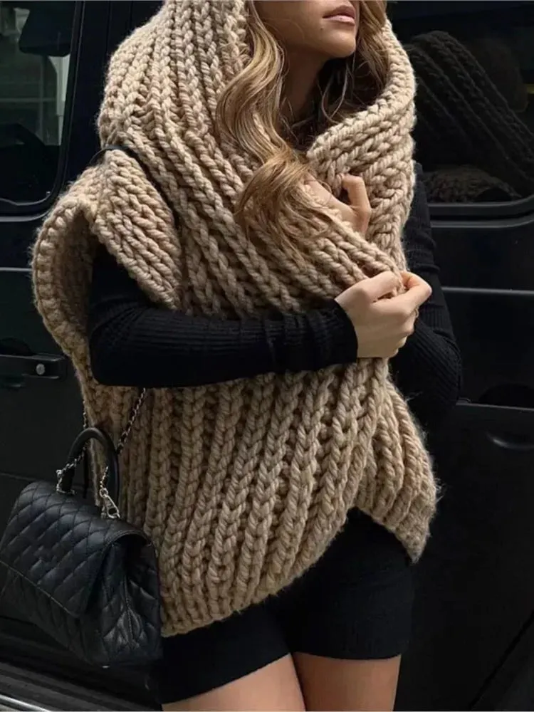 Autumn Fashion Solid Hooded Sweater Vest For Women Elegant Sleeveless Knitting Cardigan Winter Office Ladies Commute Streetwear