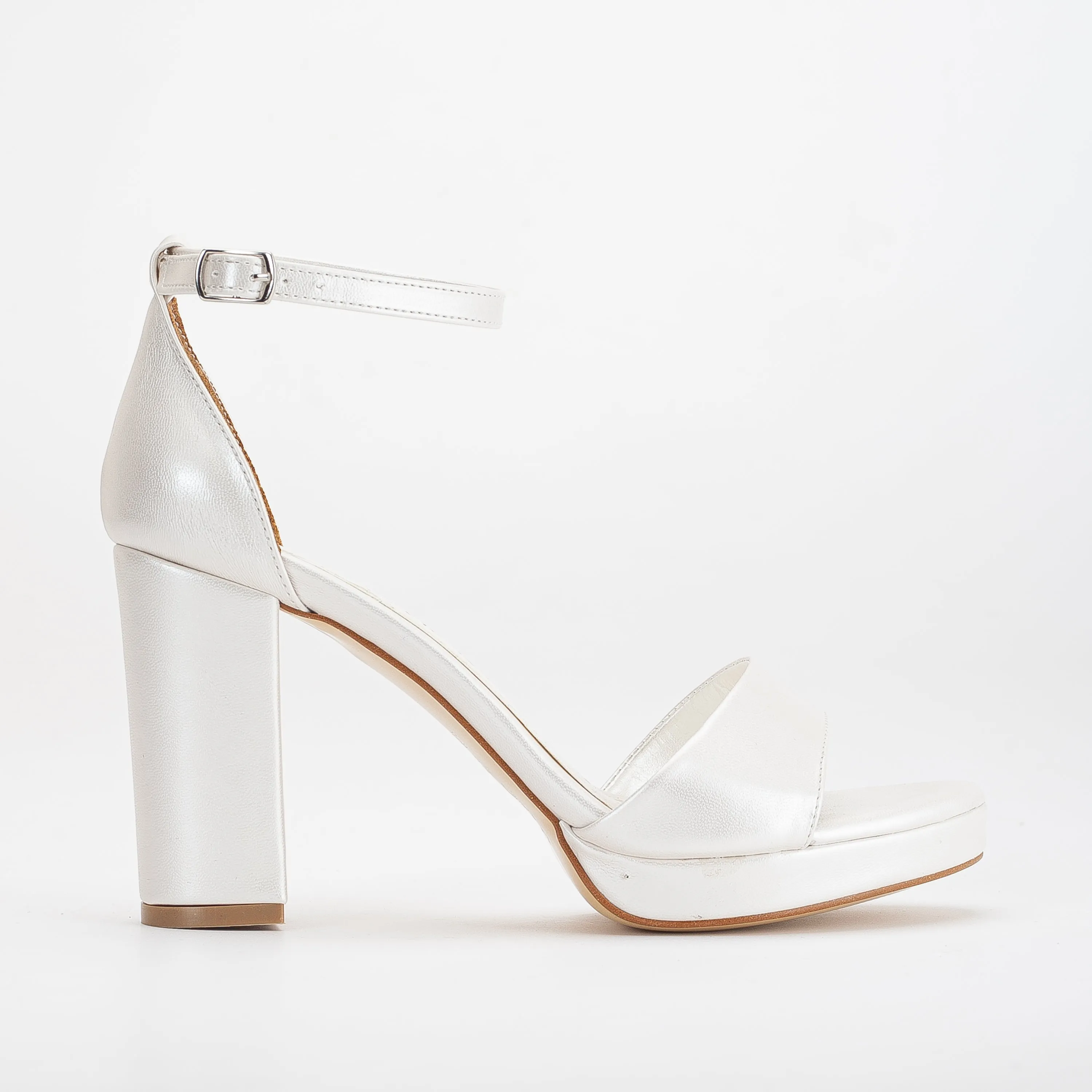 Blair - Ivory Platform Sandals with Pearls