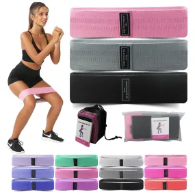 Blue Colour Scheme Fabric Resistance Bands Set - 3 Levels Non-Slip Hip Bands for Strength Training