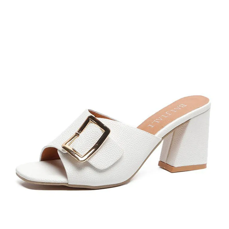 Buckle Thick High Heeled Shoes