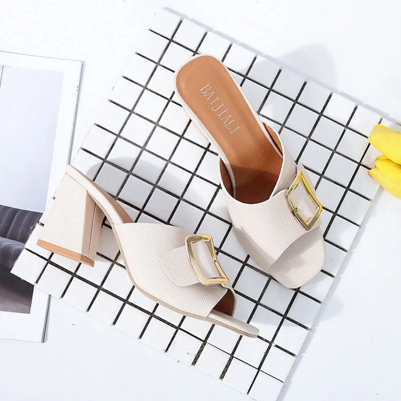 Buckle Thick High Heeled Shoes