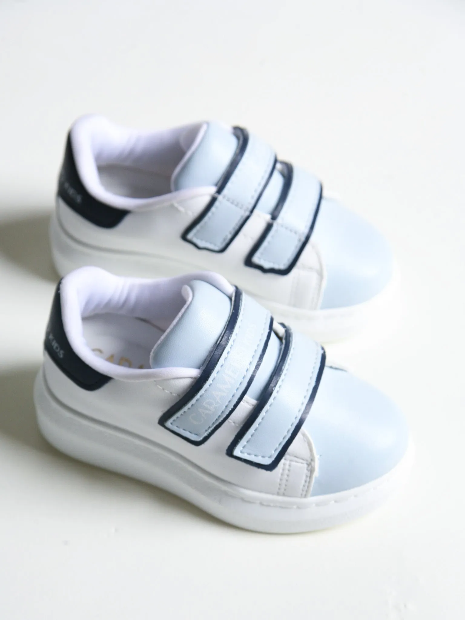 Caramelo Kids White Contrast Strap Trainers