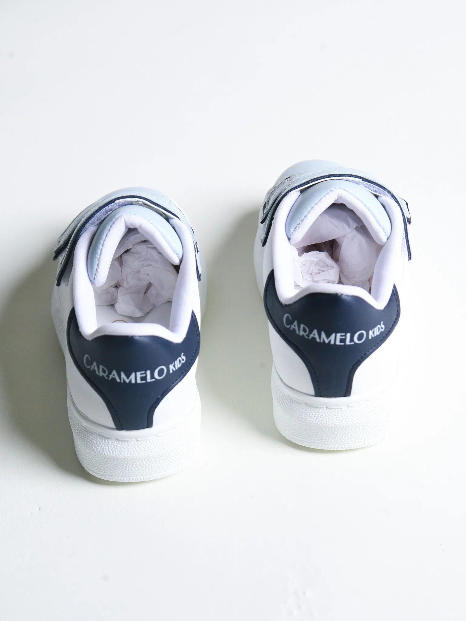 Caramelo Kids White Contrast Strap Trainers