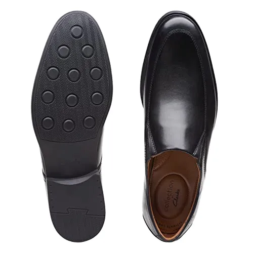 Clarks Men's Whiddon Plain Loafer, Black Leather, 8