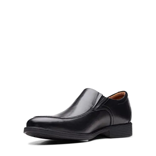 Clarks Men's Whiddon Plain Loafer, Black Leather, 8