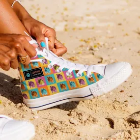 Colorful Bulldog Canvas High Top Shoes