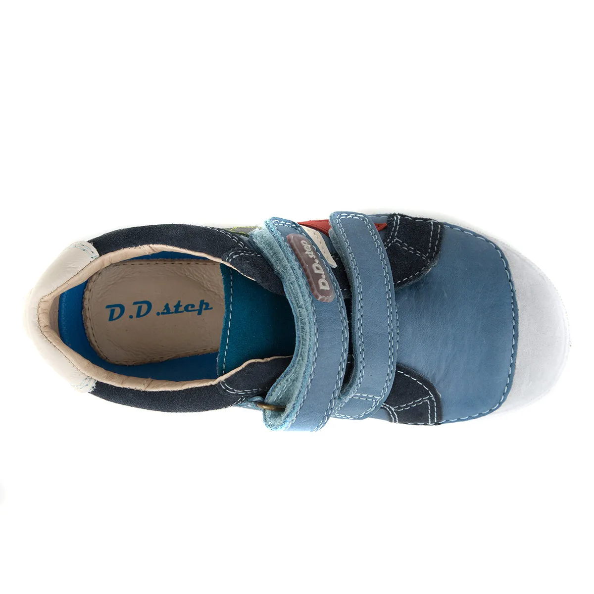D.D. Step big kid boy shoes blue with red and white decor size US 13-4