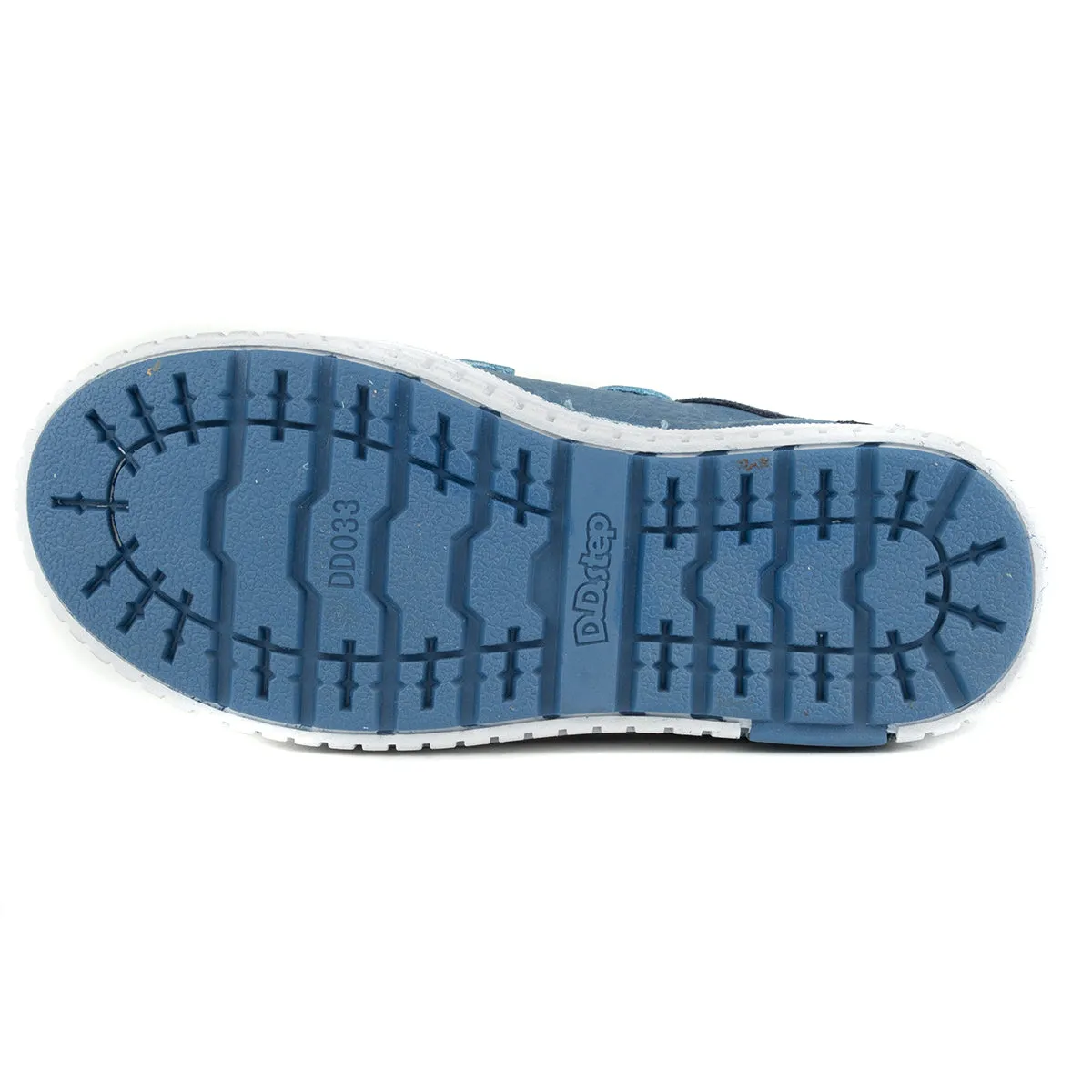 D.D. Step big kid boy shoes blue with red and white decor size US 13-4
