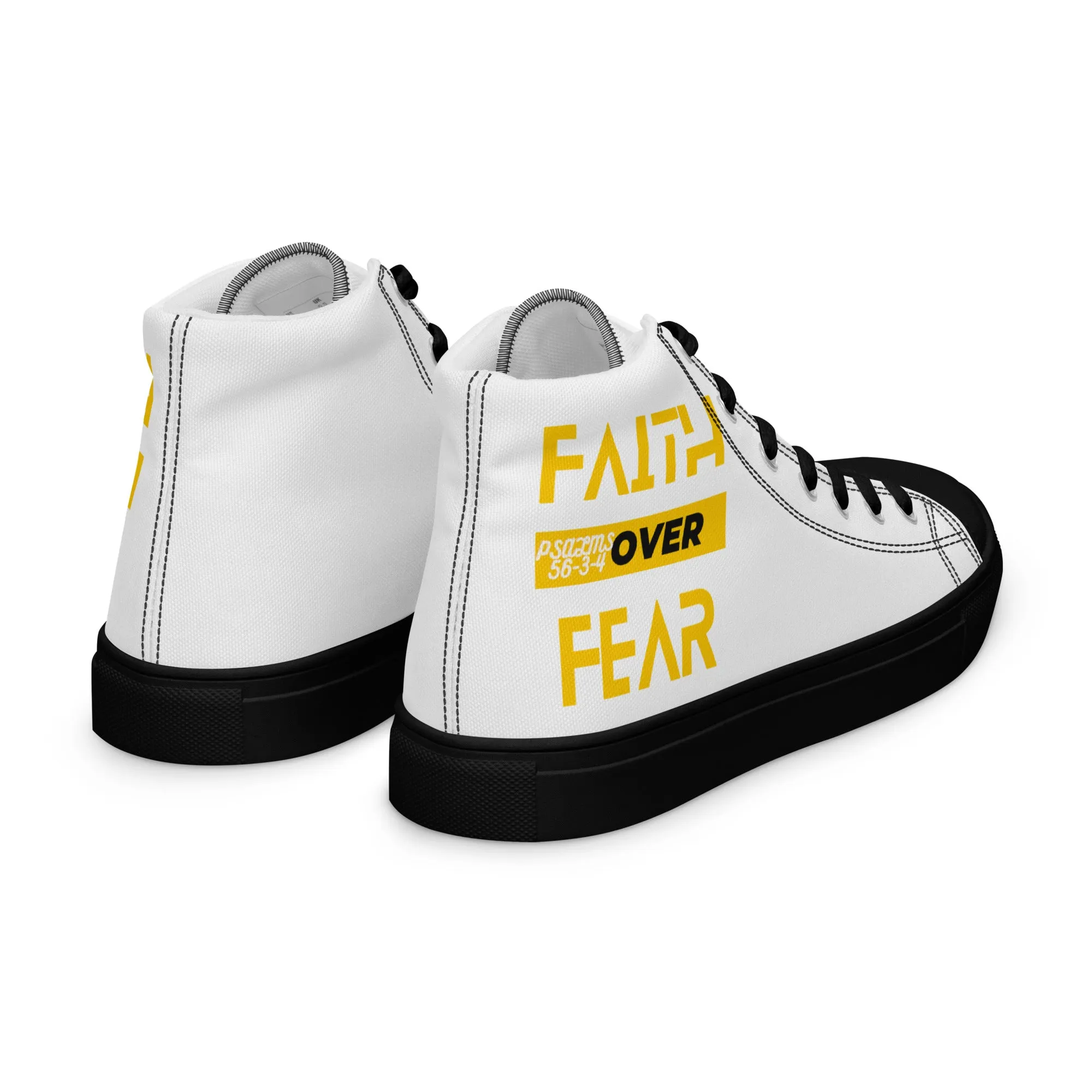 Faith Over Fear, Men’s high top canvas shoes