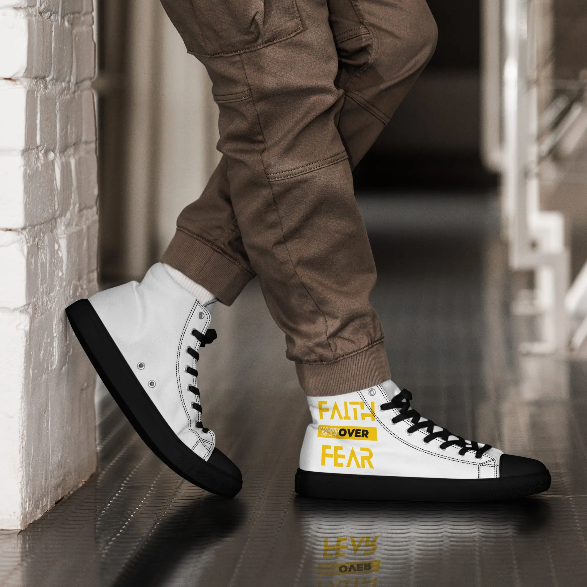 Faith Over Fear, Men’s high top canvas shoes