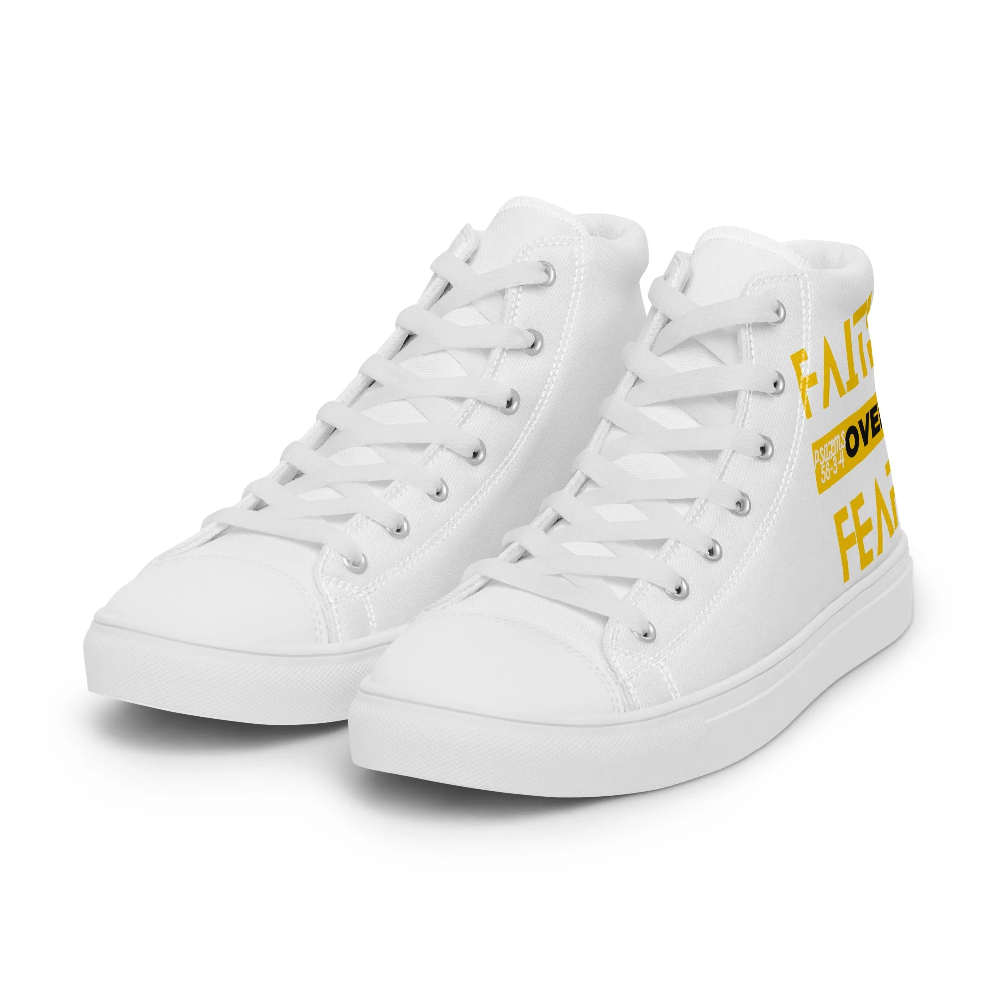 Faith Over Fear, Men’s high top canvas shoes