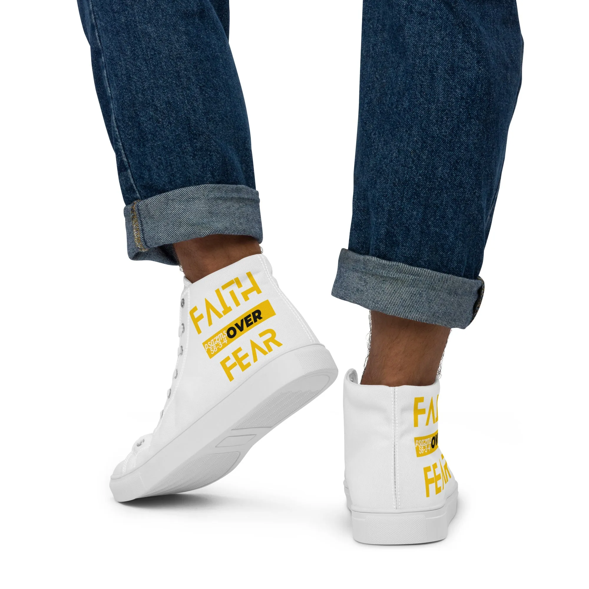 Faith Over Fear, Men’s high top canvas shoes