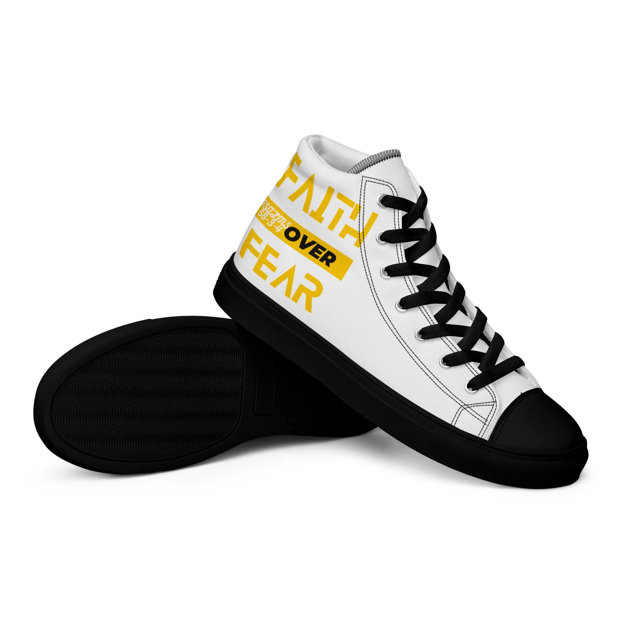 Faith Over Fear, Men’s high top canvas shoes