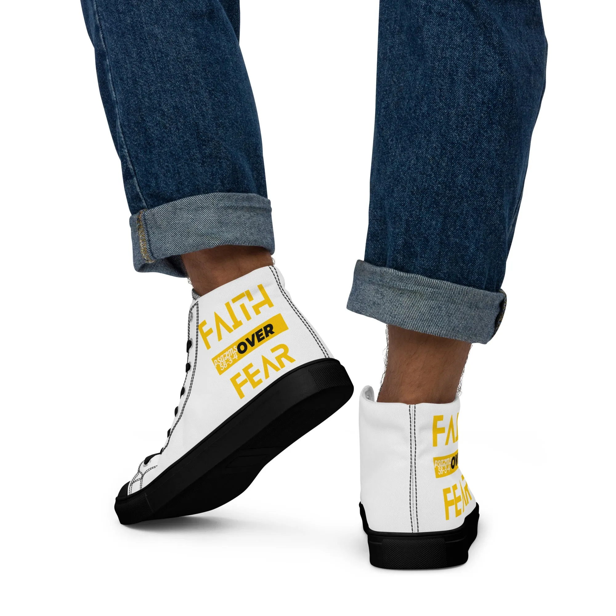 Faith Over Fear, Men’s high top canvas shoes