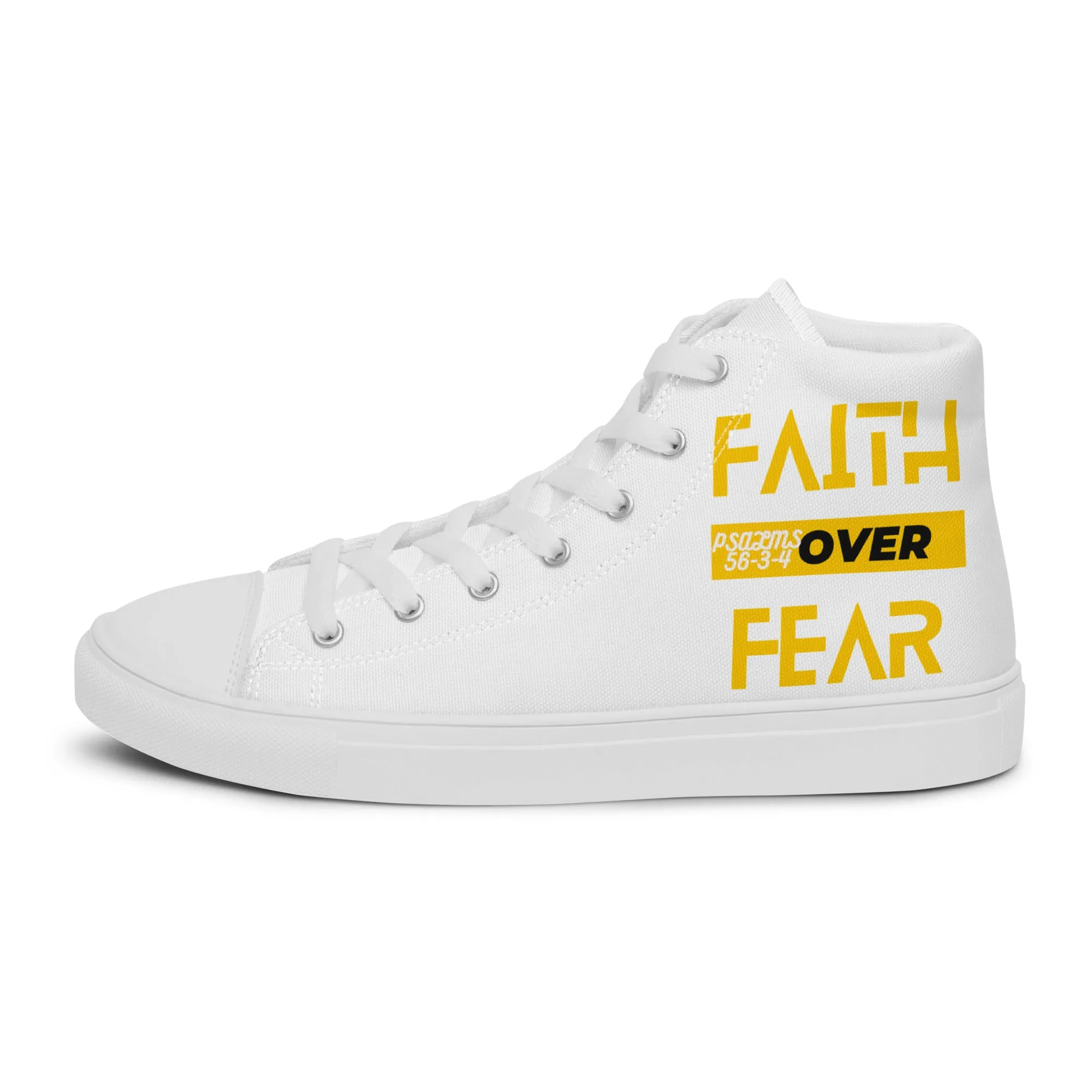 Faith Over Fear, Men’s high top canvas shoes