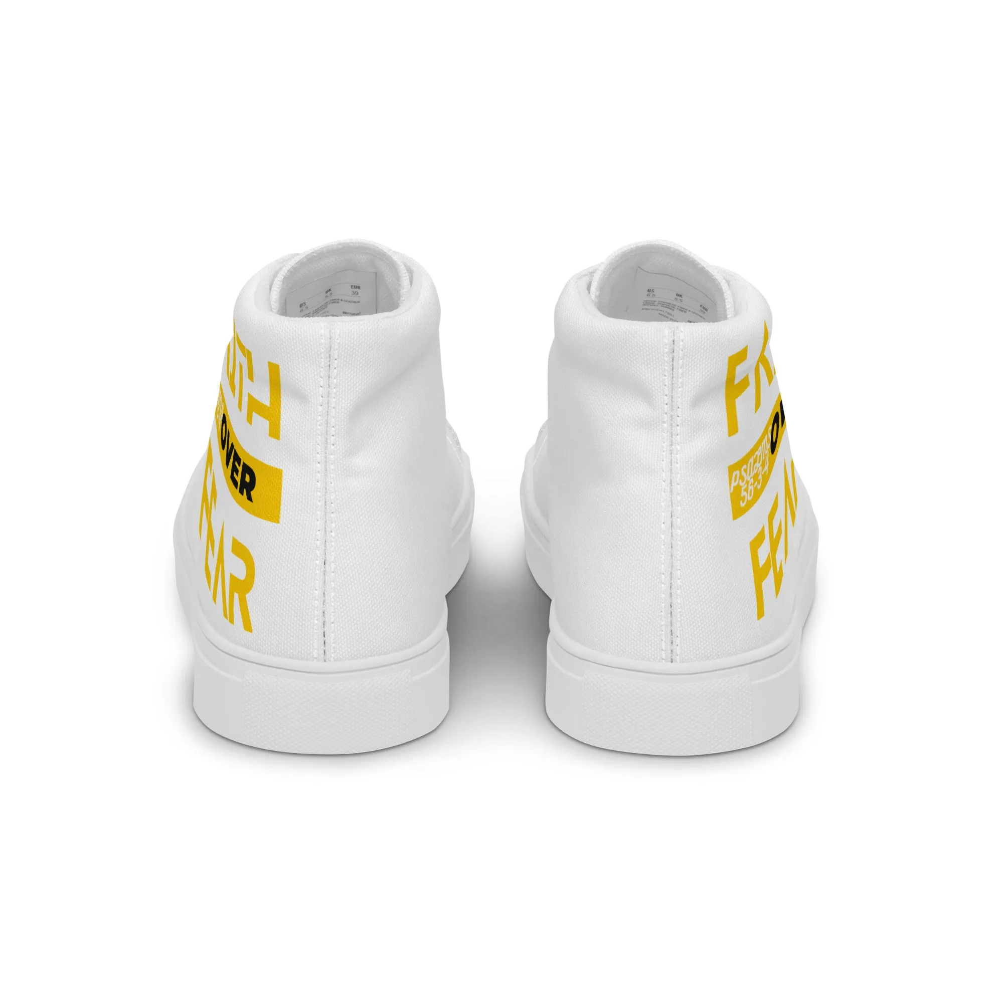Faith Over Fear, Men’s high top canvas shoes