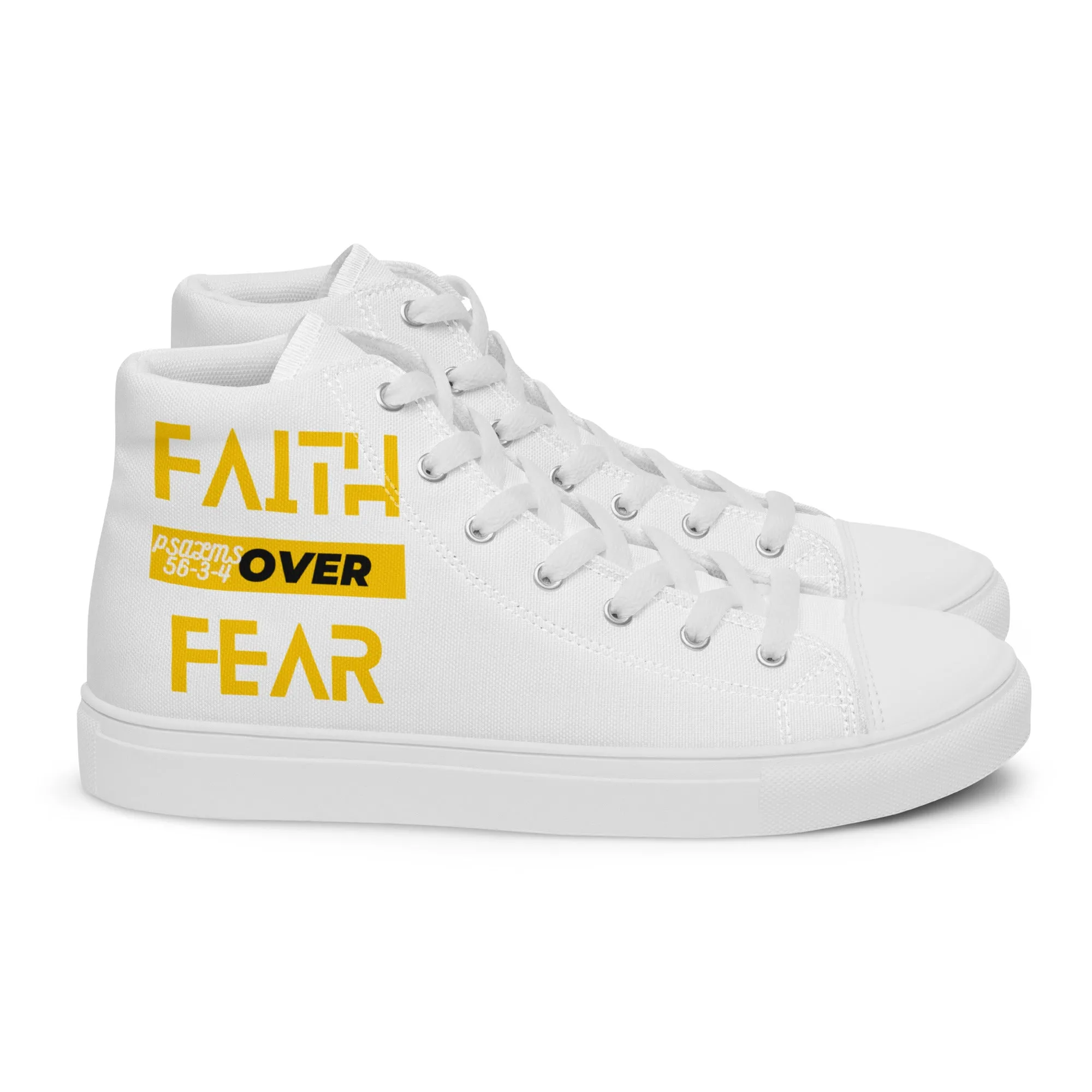 Faith Over Fear, Men’s high top canvas shoes