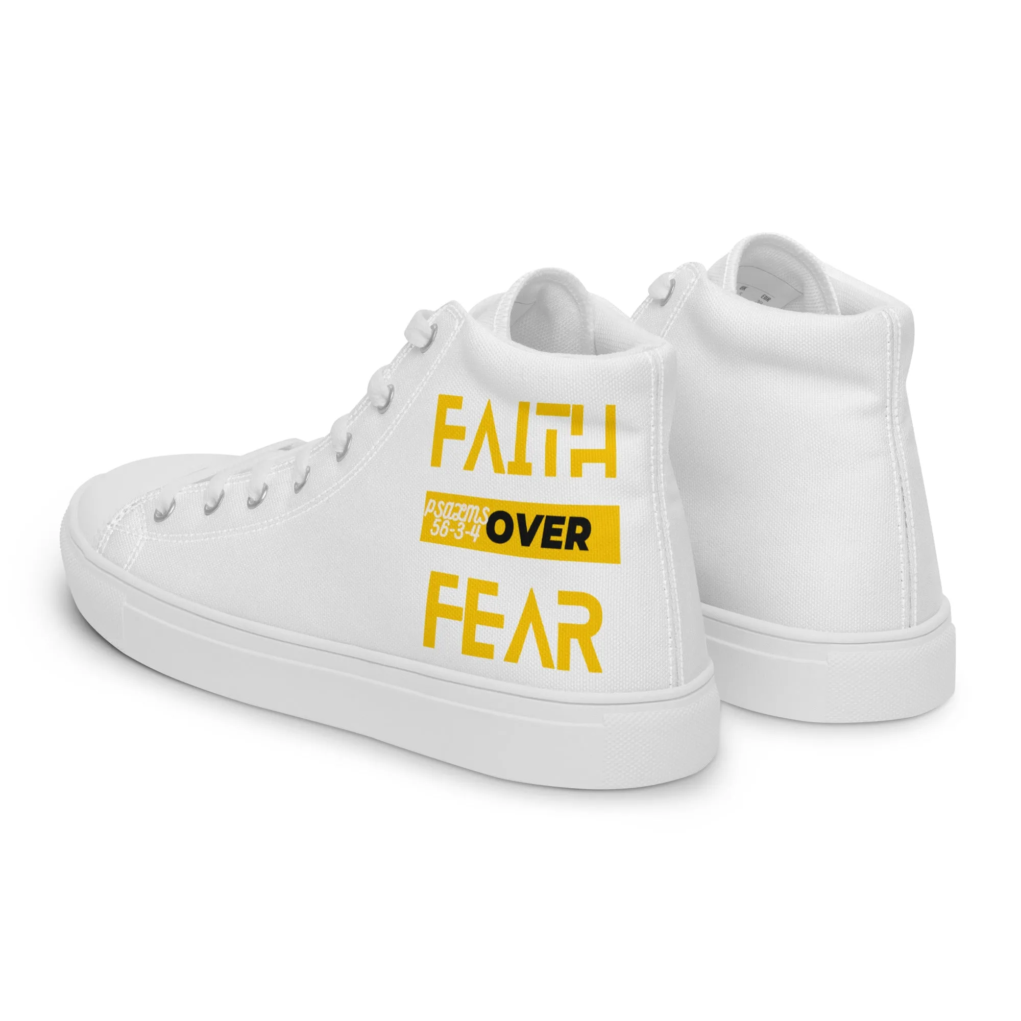 Faith Over Fear, Men’s high top canvas shoes