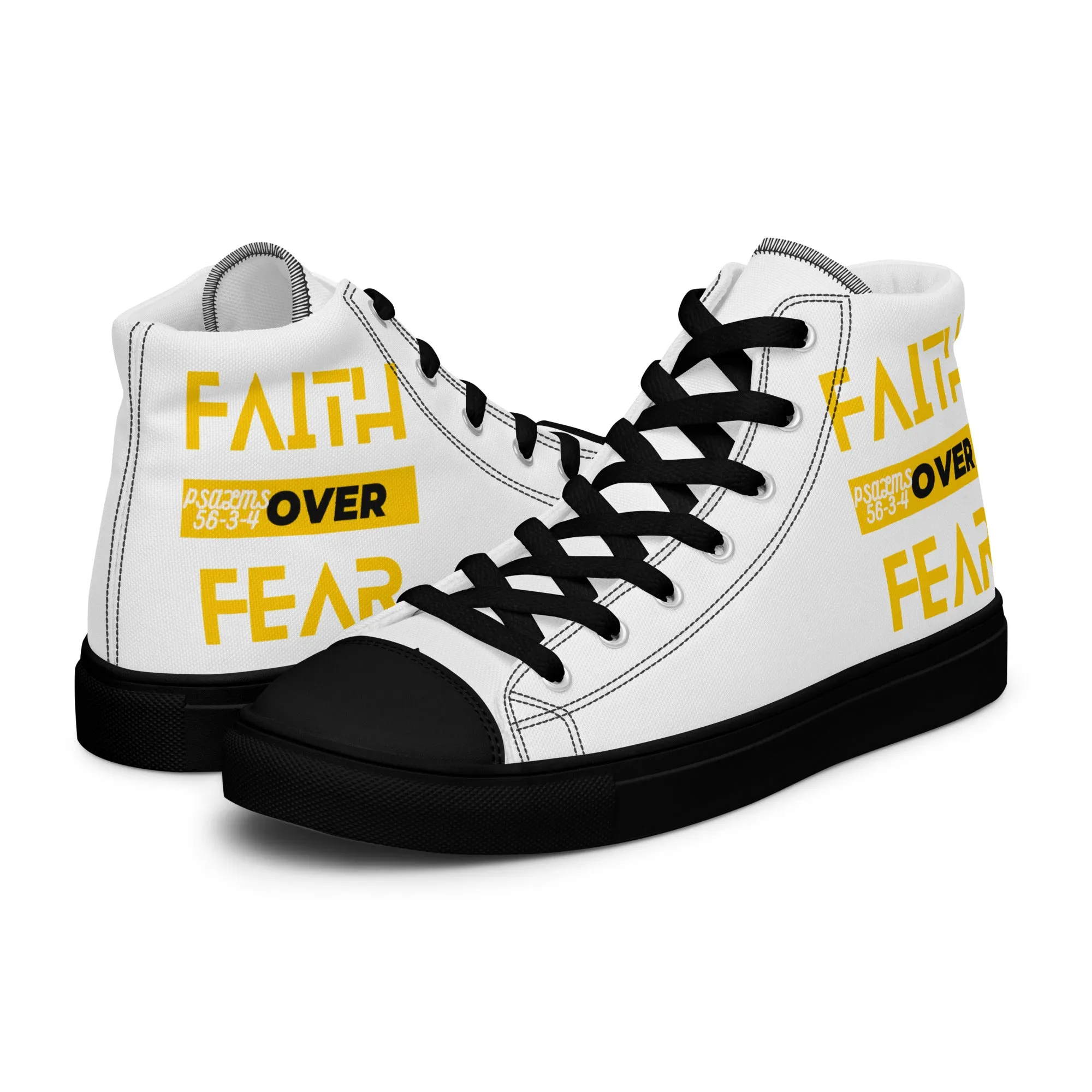 Faith Over Fear, Men’s high top canvas shoes