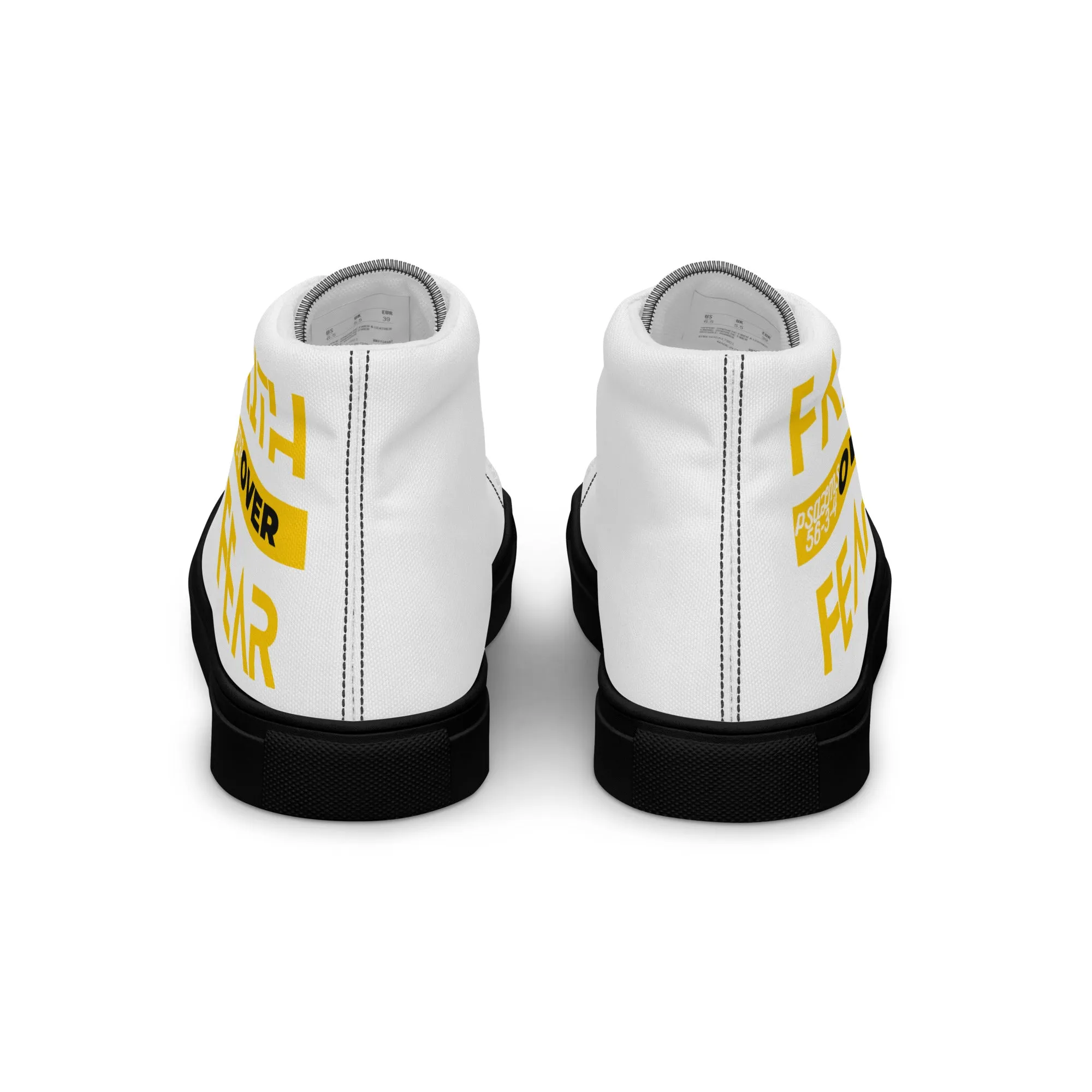Faith Over Fear, Men’s high top canvas shoes