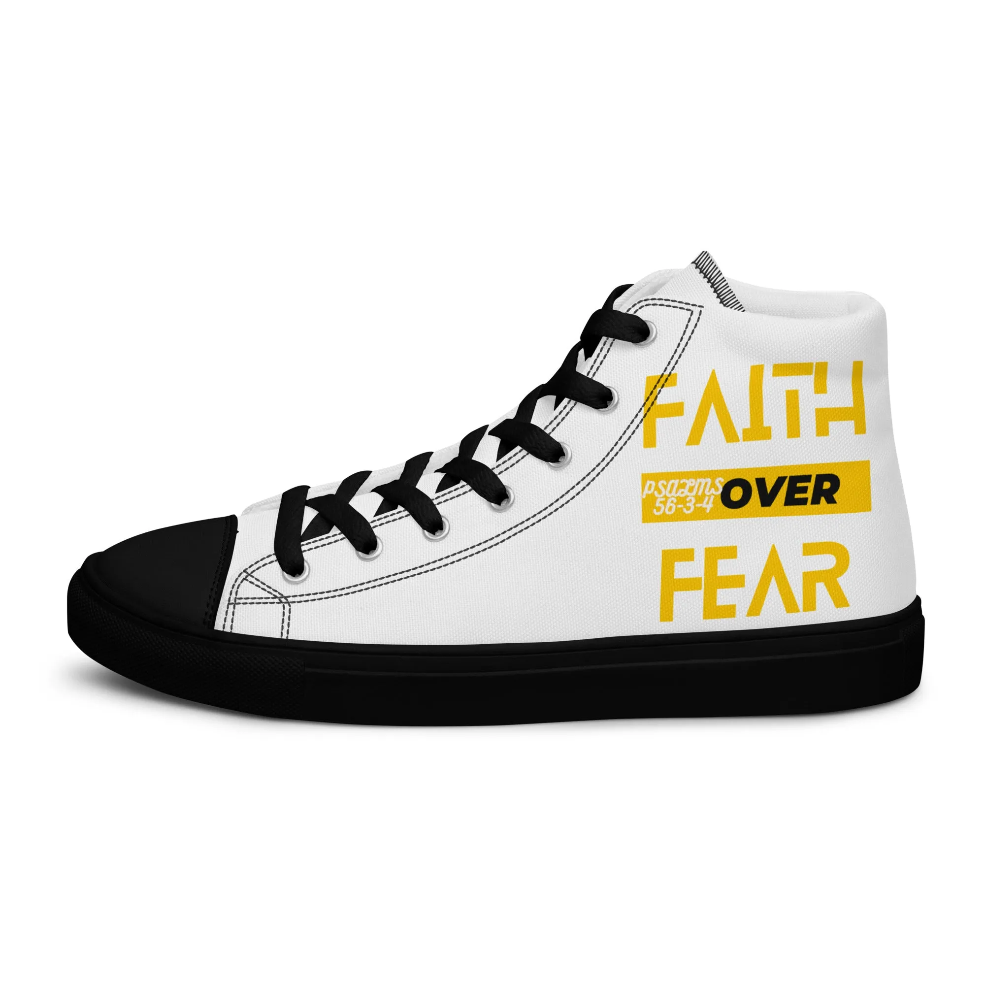Faith Over Fear, Men’s high top canvas shoes