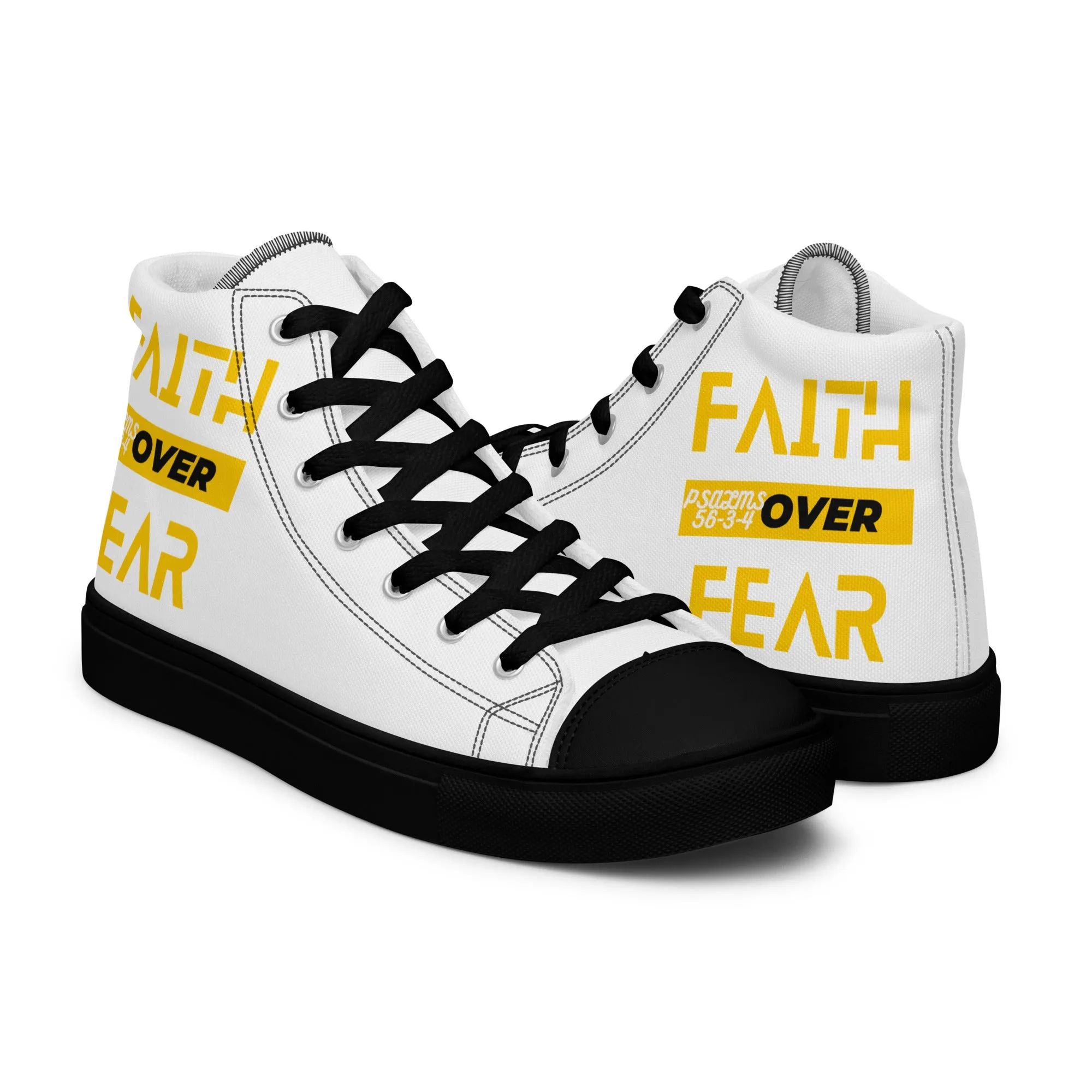 Faith Over Fear, Men’s high top canvas shoes