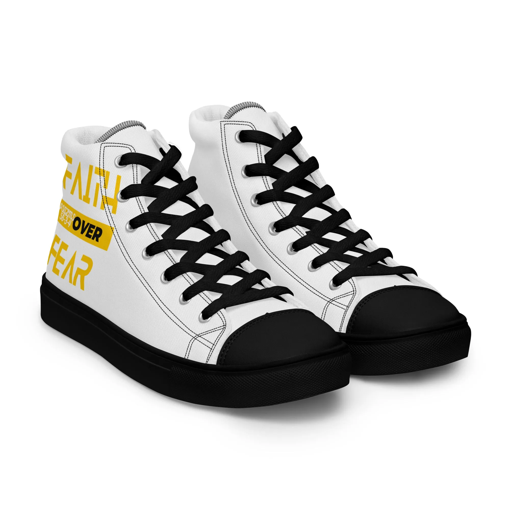 Faith Over Fear, Men’s high top canvas shoes