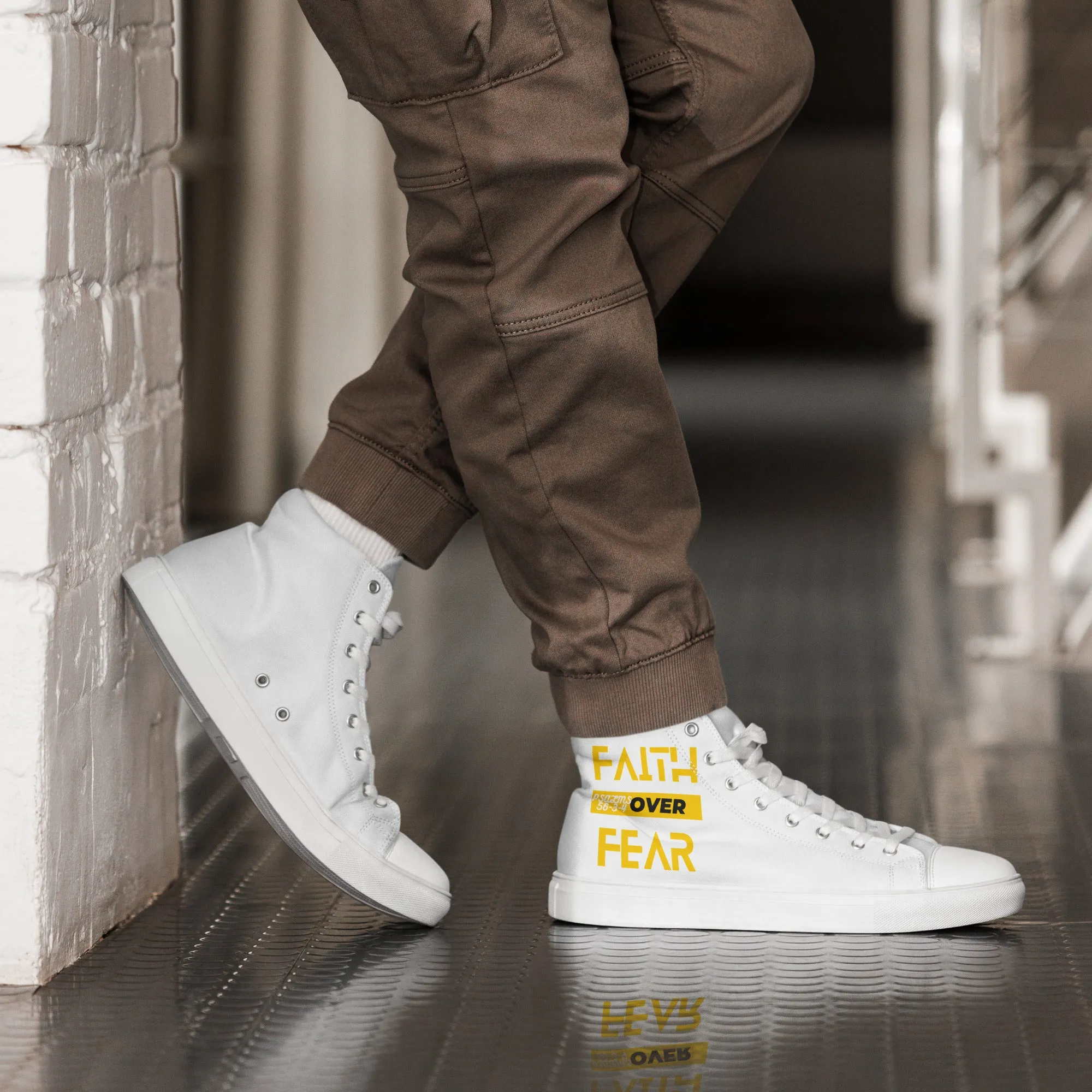 Faith Over Fear, Men’s high top canvas shoes