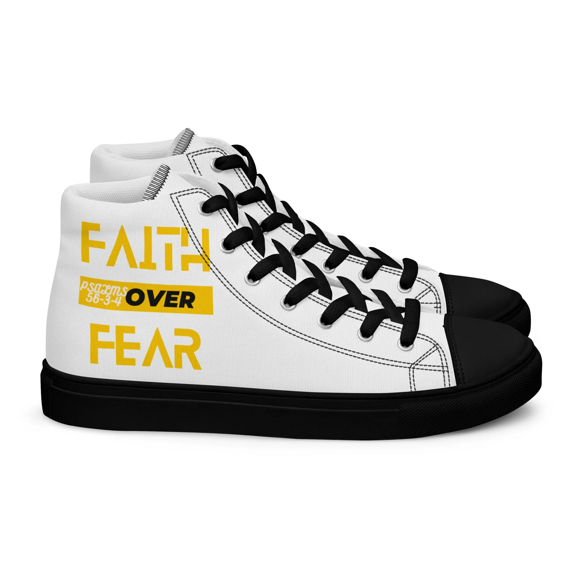 Faith Over Fear, Men’s high top canvas shoes