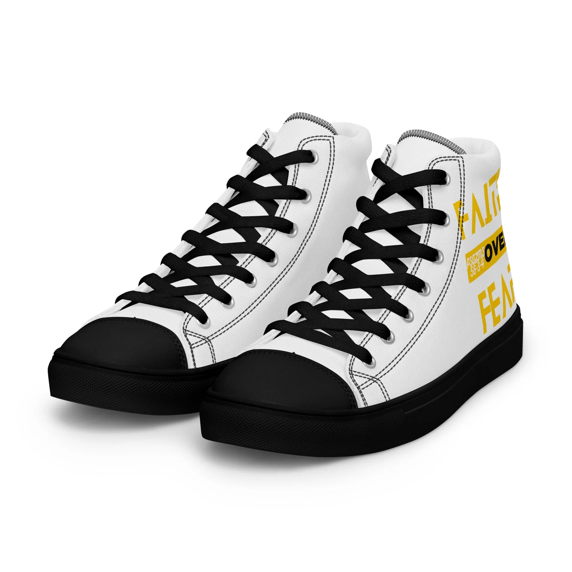 Faith Over Fear, Men’s high top canvas shoes