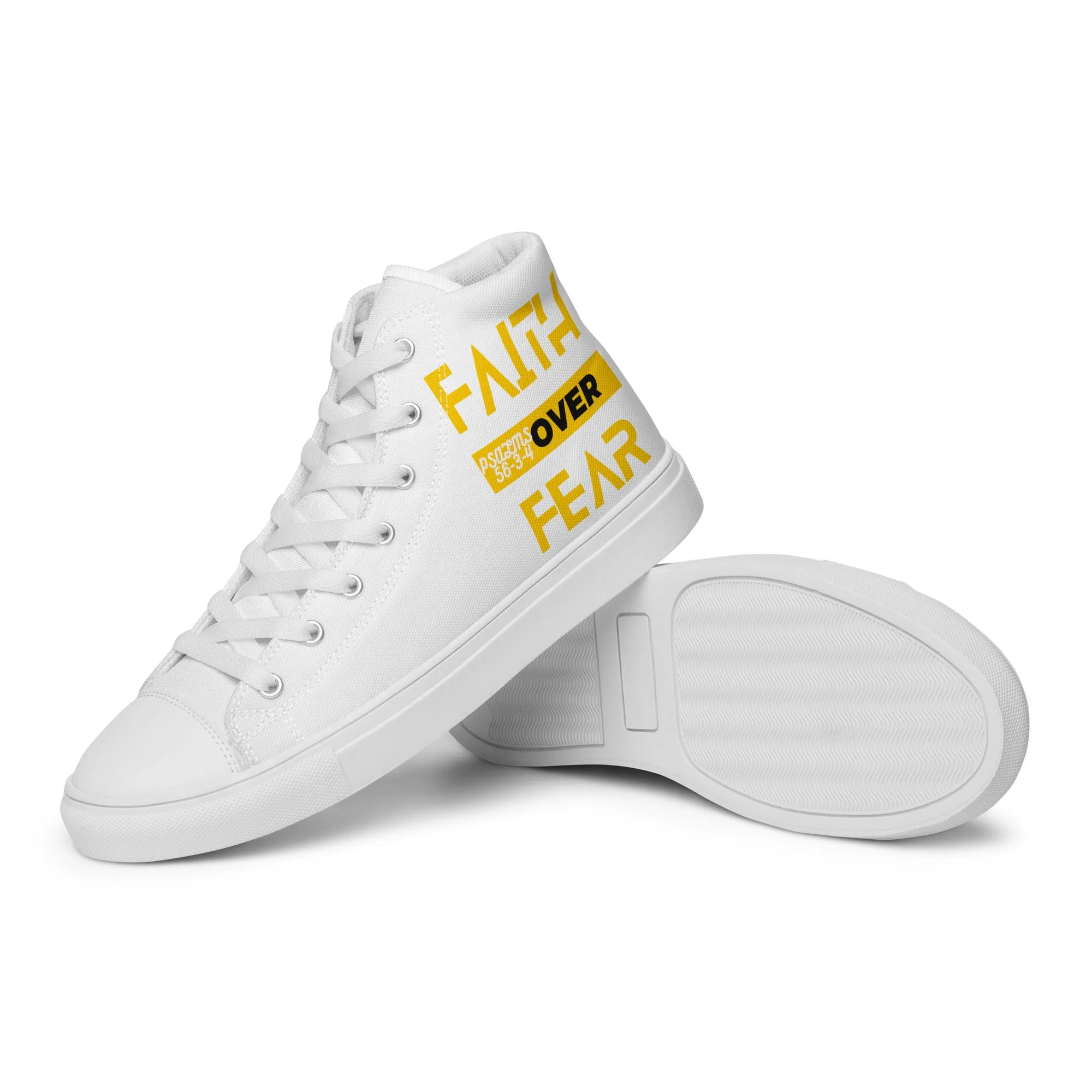 Faith Over Fear, Men’s high top canvas shoes
