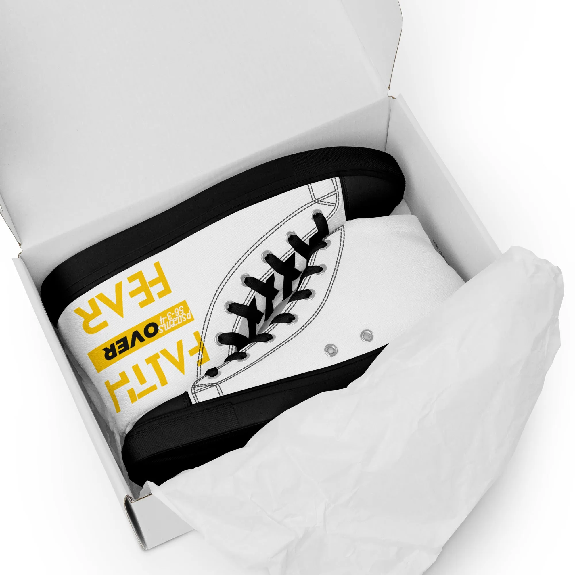Faith Over Fear, Men’s high top canvas shoes