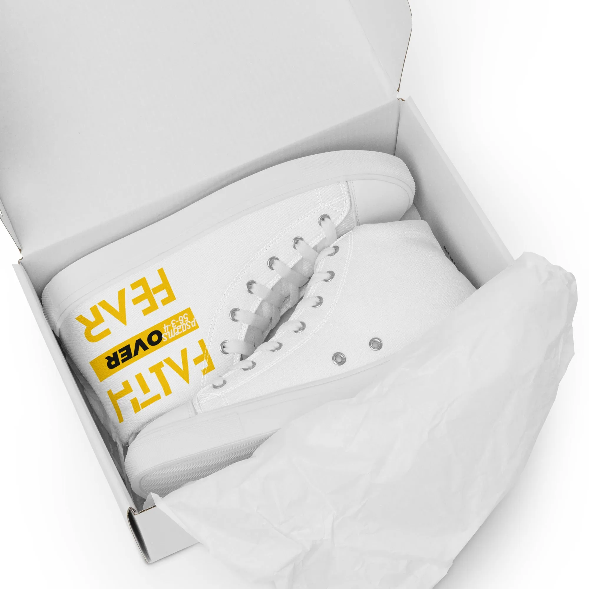 Faith Over Fear, Men’s high top canvas shoes