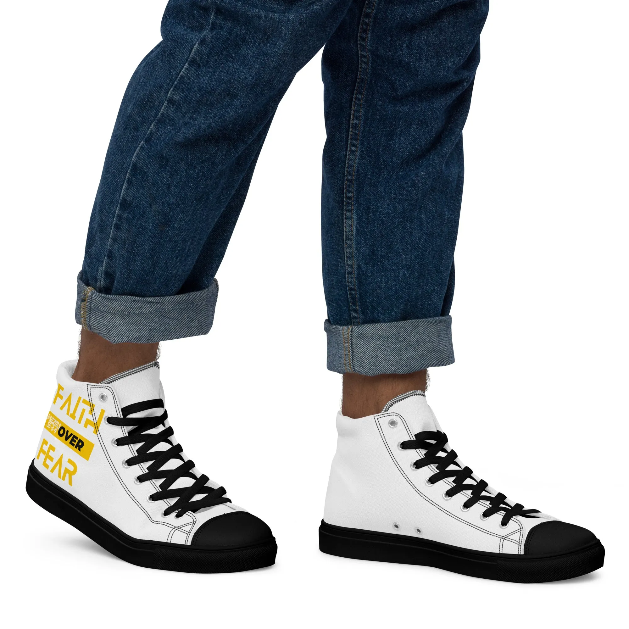 Faith Over Fear, Men’s high top canvas shoes