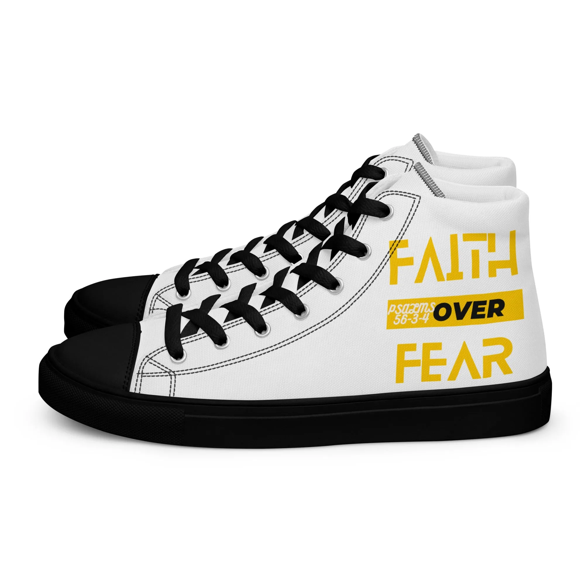 Faith Over Fear, Men’s high top canvas shoes