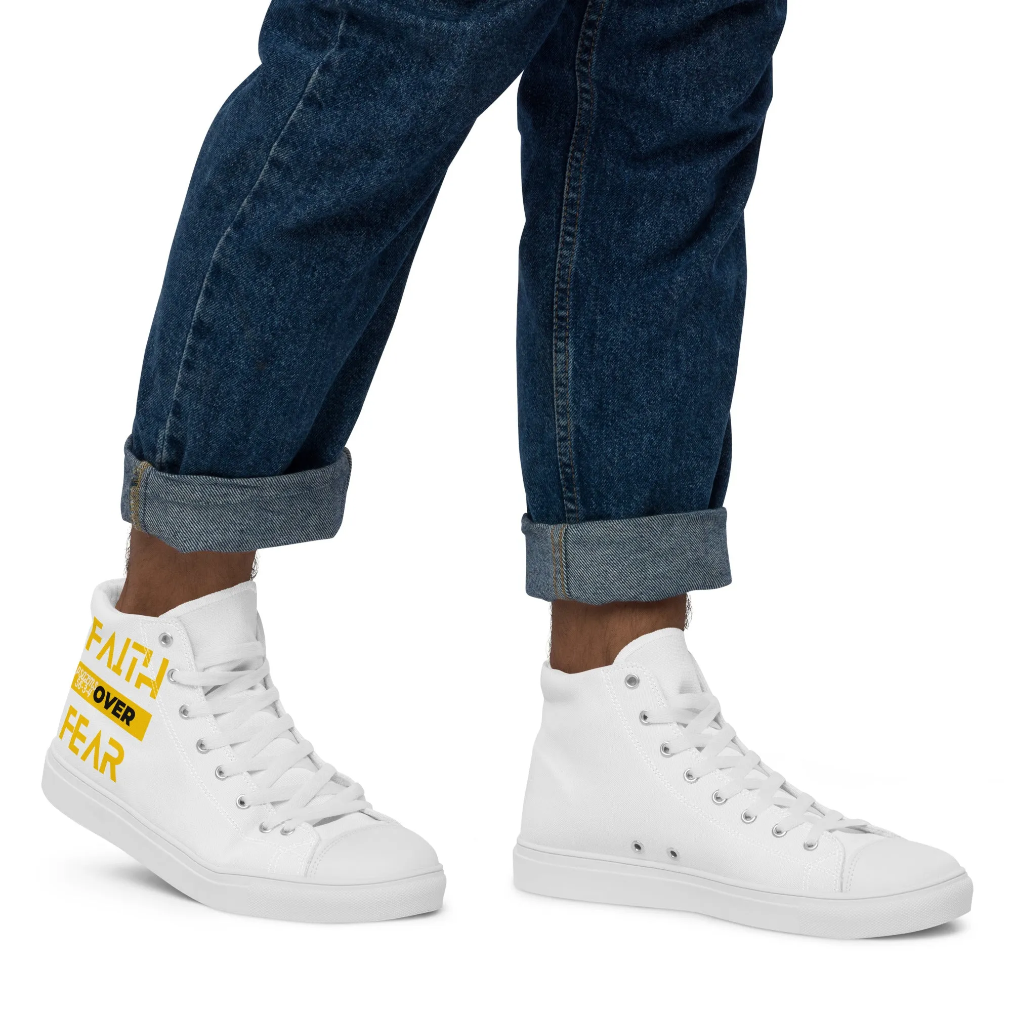 Faith Over Fear, Men’s high top canvas shoes