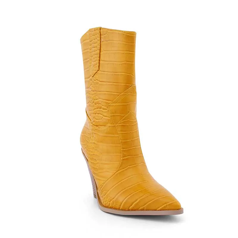 GESA Sculptured Heel Western Cowboy Ankle Boots