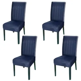 Heart Home Polyester Stretchable Elastic Dining Chair Cover/Seat Slipcover/Seat Protector- Pack of 4 (Blue)-50HH0980
