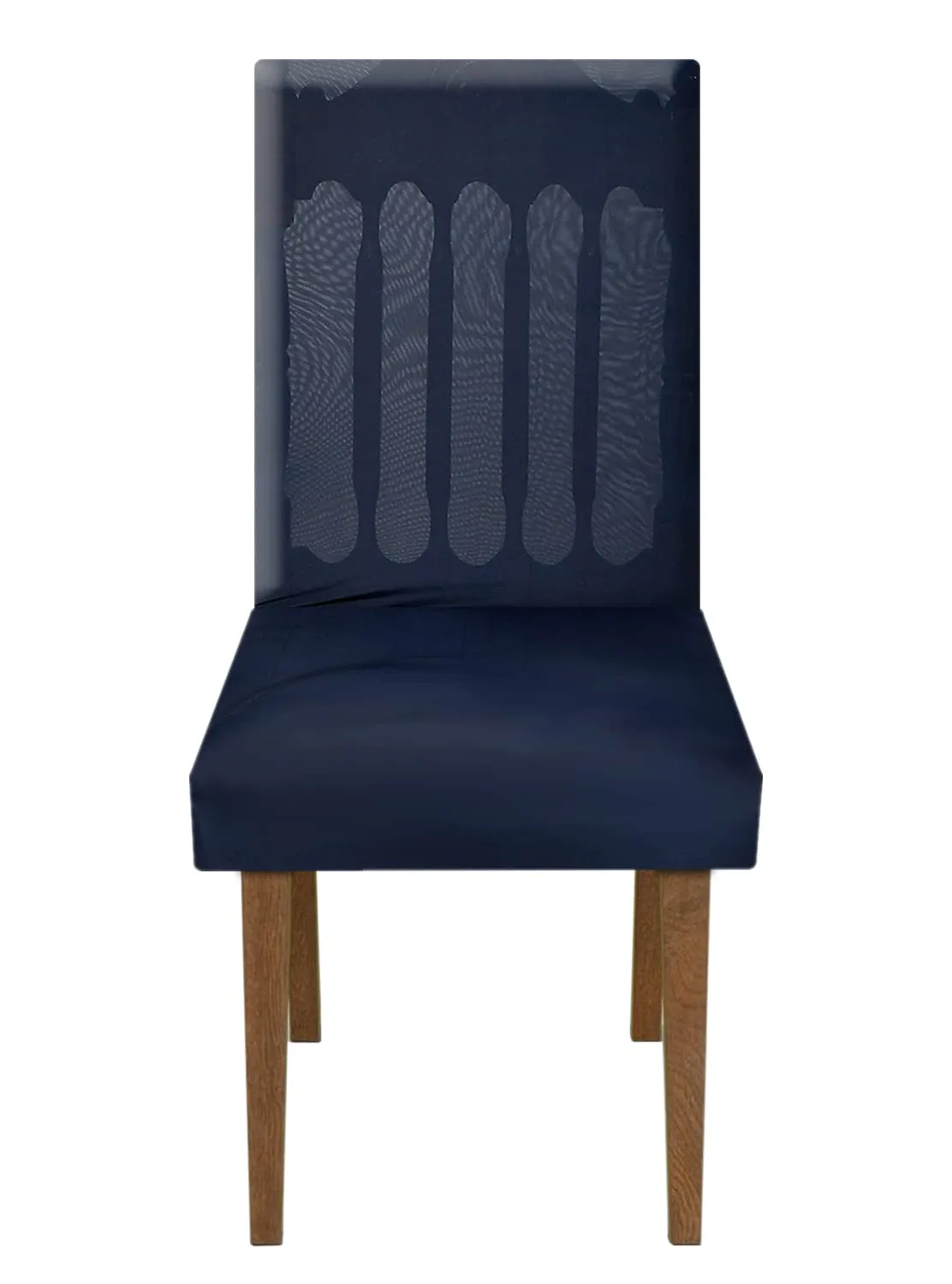 Heart Home Polyester Stretchable Elastic Dining Chair Cover/Seat Slipcover/Seat Protector- Pack of 4 (Blue)-50HH0980