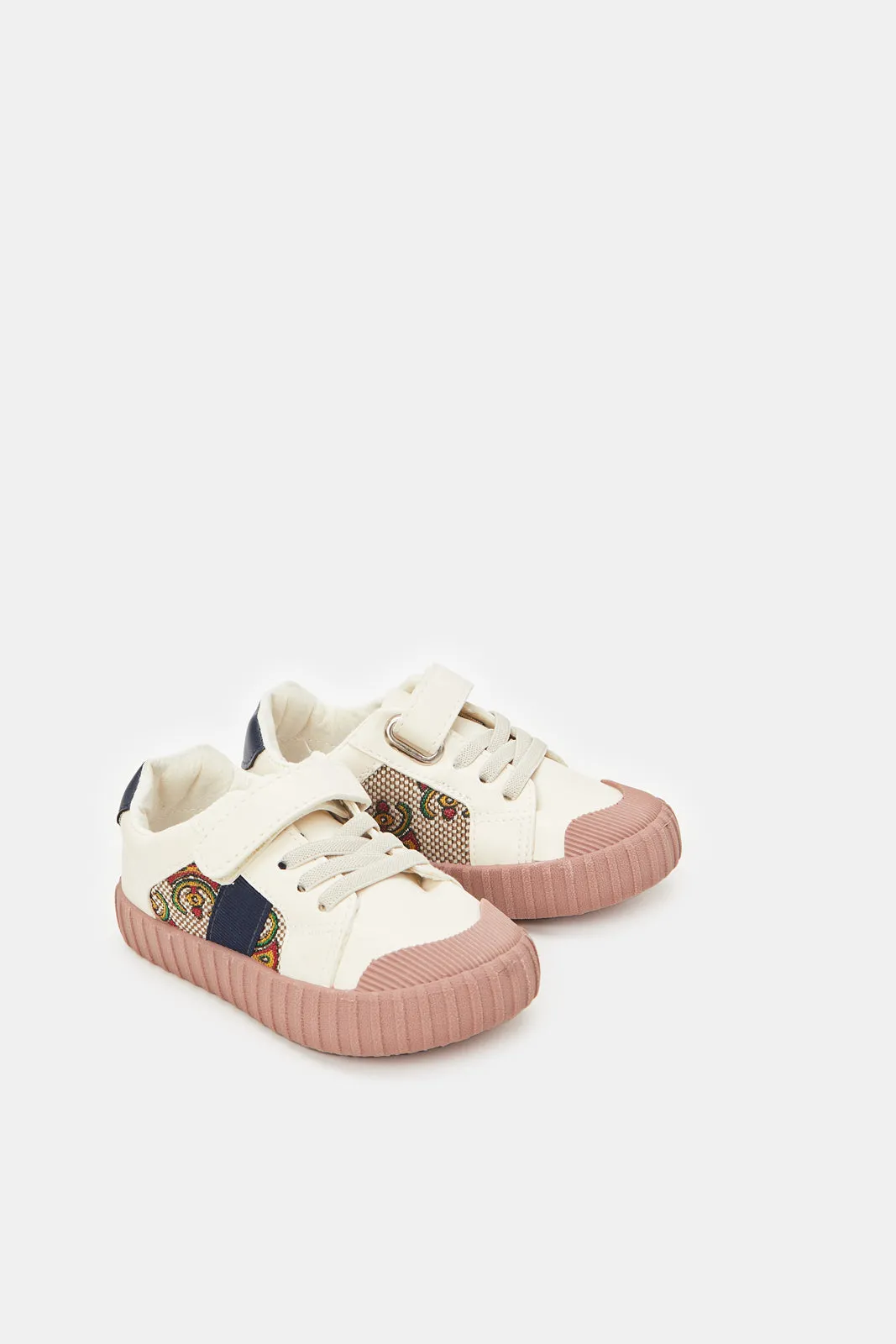 Infant Boys Cream Velcro Sneakers