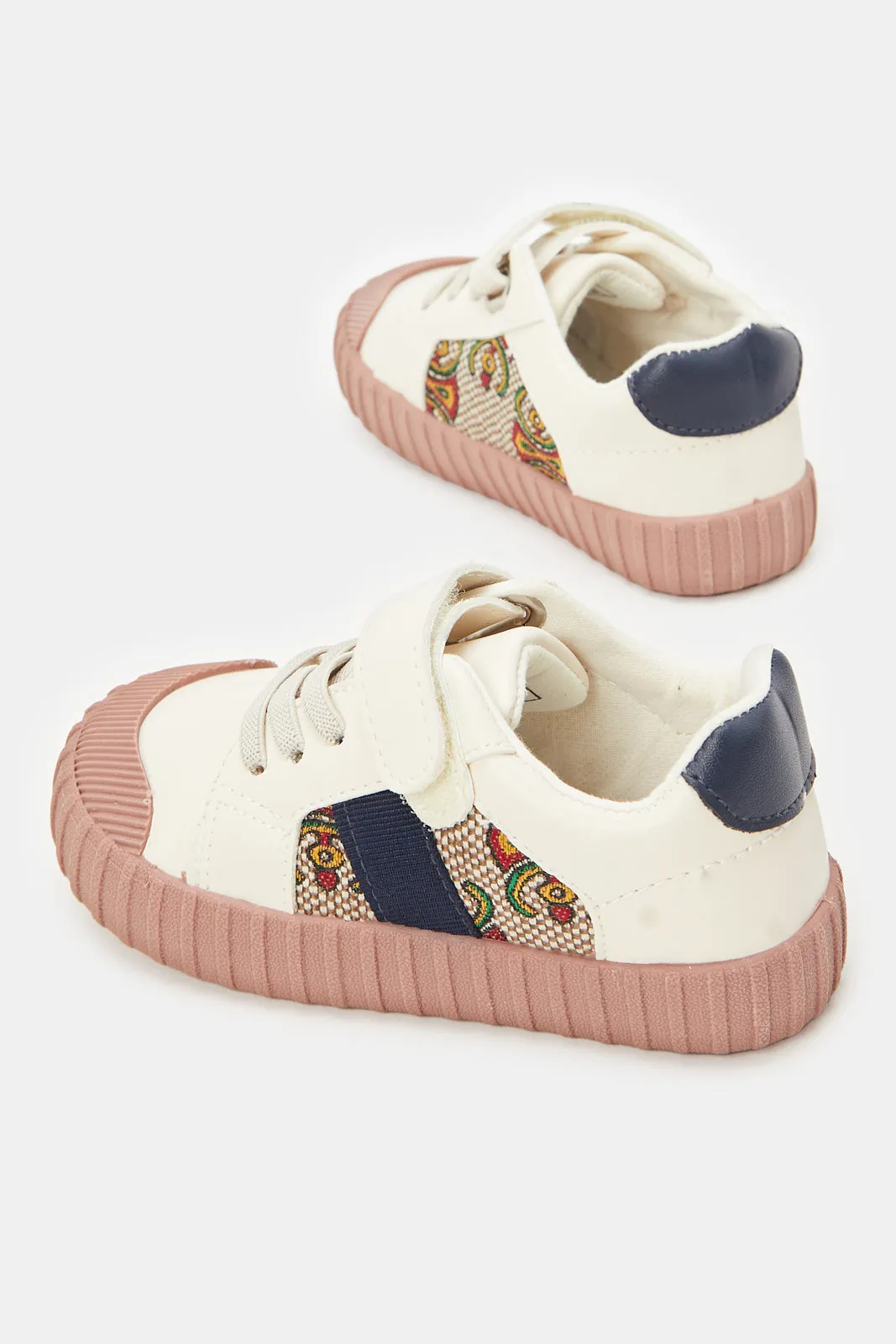 Infant Boys Cream Velcro Sneakers