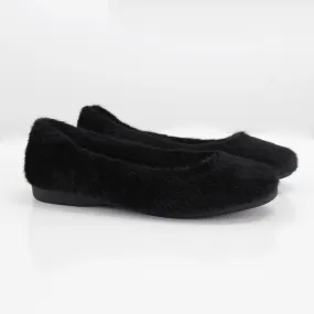 Kids Girl Faux Fur Flat Shoes,Black