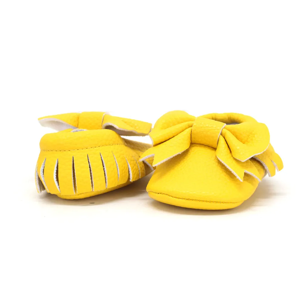 Kids Girl Slip On Leather Shoes,Yellow