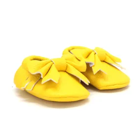 Kids Girl Slip On Leather Shoes,Yellow