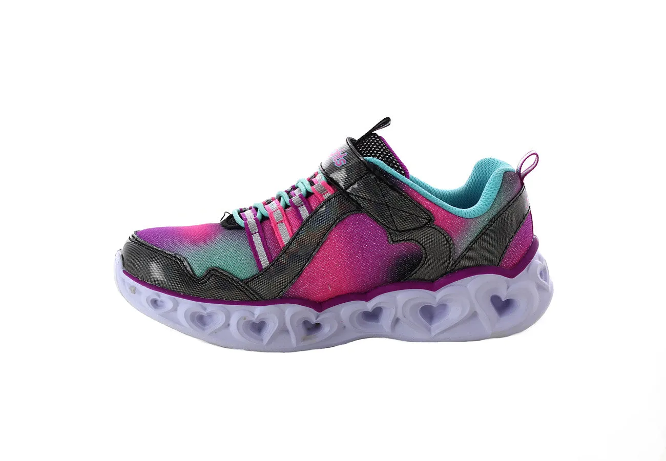 Kids Girls Skechers Heart Lights Rainbow Lux Shoes Black / Multi