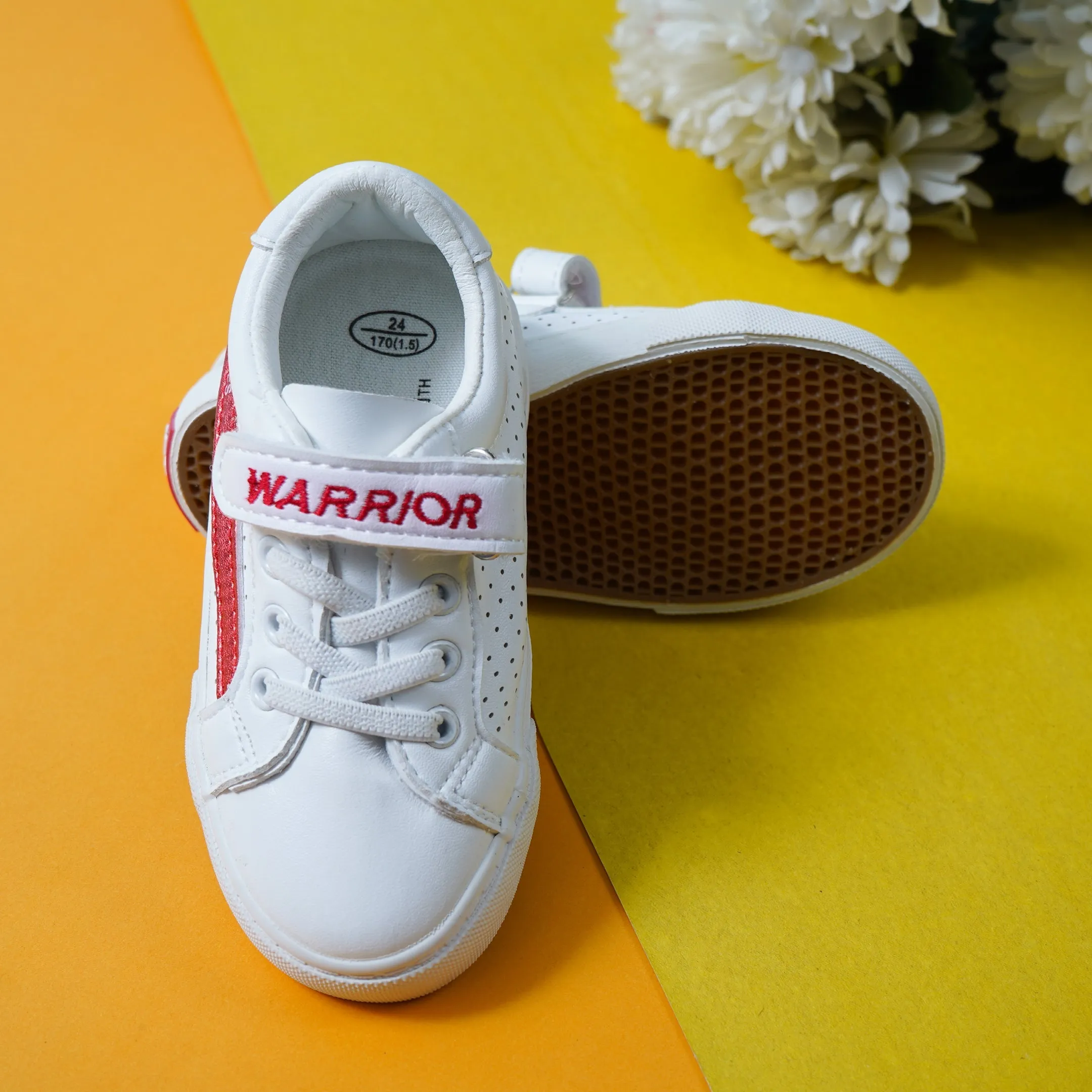 Kids Sneakers White & Red Stripe - Sunshine