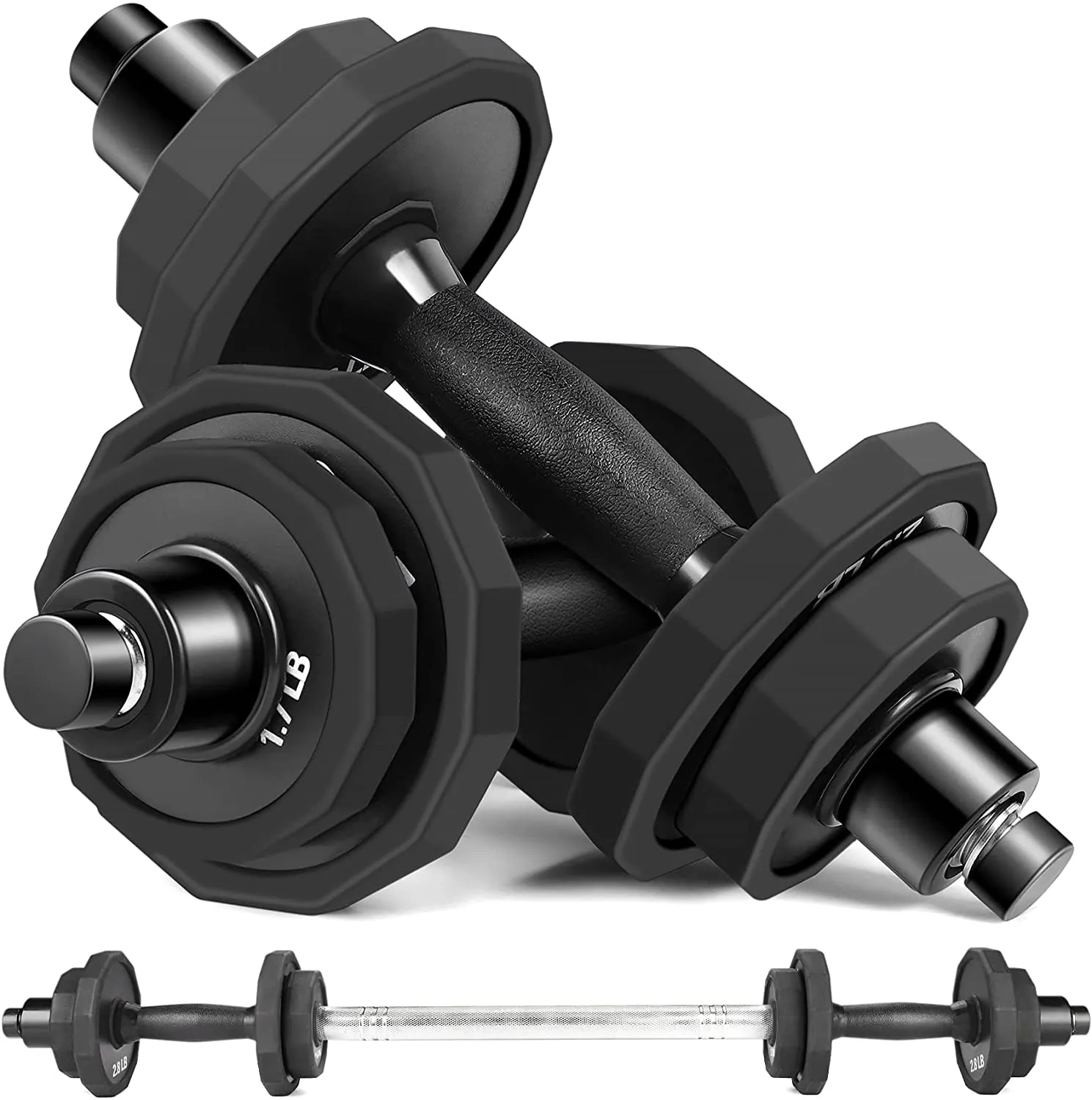 KISS GOLD 44Lbs/66Lbs Dumbbells Set, Adjustable Weights Steel Dumbbells Pair for Adults Home Fitness Equipment Gym Workout with Connecting Rod Used as Barbell