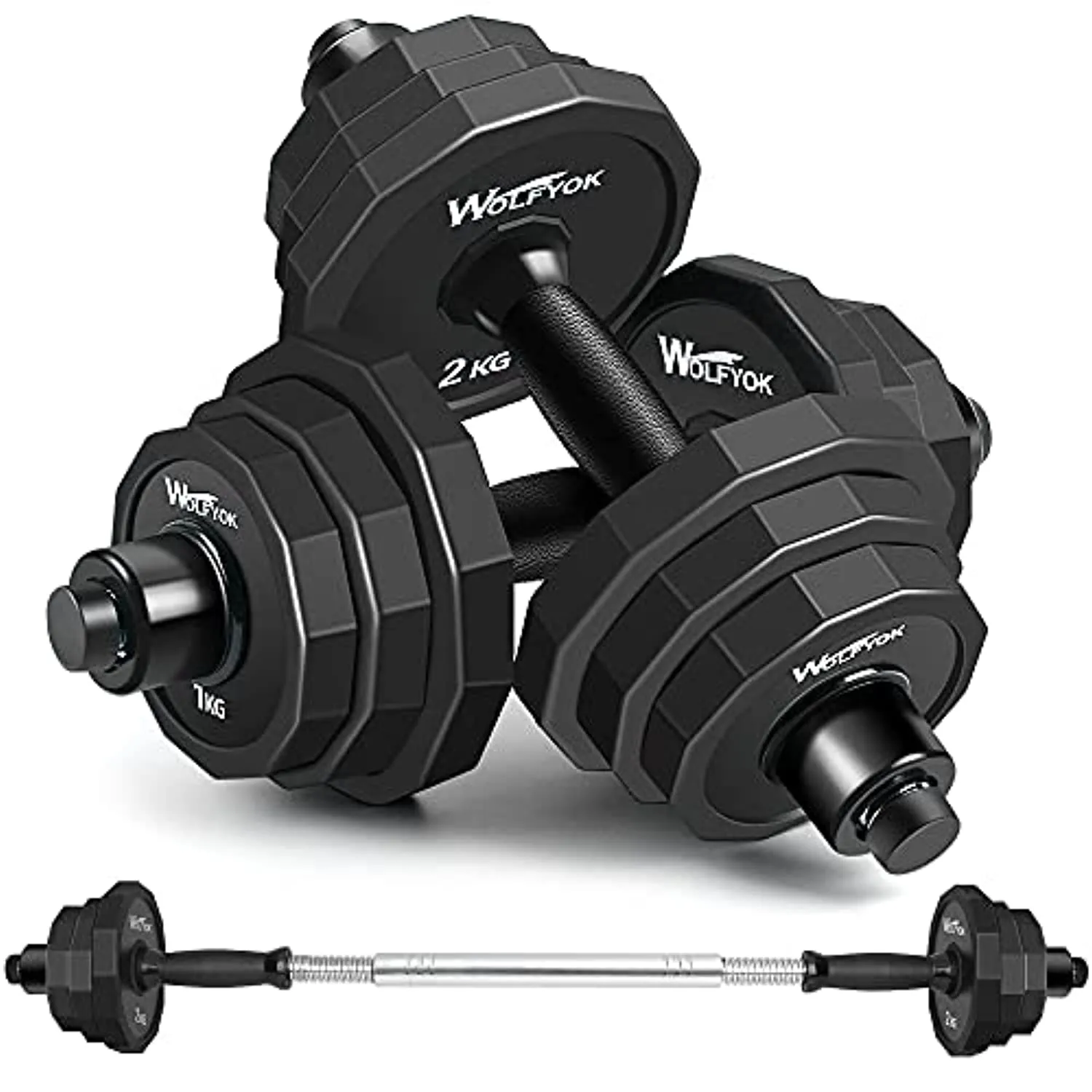 KISS GOLD 44Lbs/66Lbs Dumbbells Set, Adjustable Weights Steel Dumbbells Pair for Adults Home Fitness Equipment Gym Workout with Connecting Rod Used as Barbell