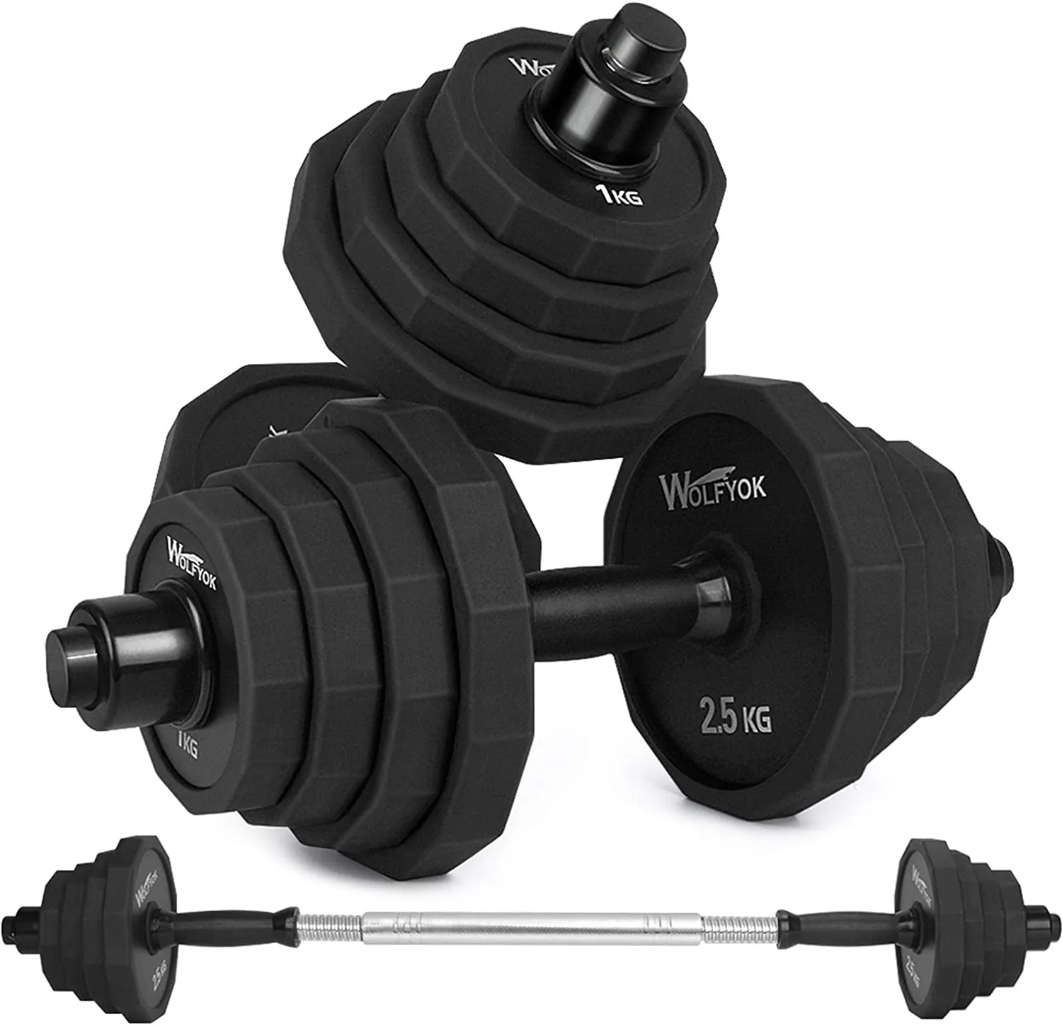 KISS GOLD 44Lbs/66Lbs Dumbbells Set, Adjustable Weights Steel Dumbbells Pair for Adults Home Fitness Equipment Gym Workout with Connecting Rod Used as Barbell